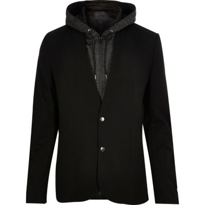Black hoodie insert slim blazer